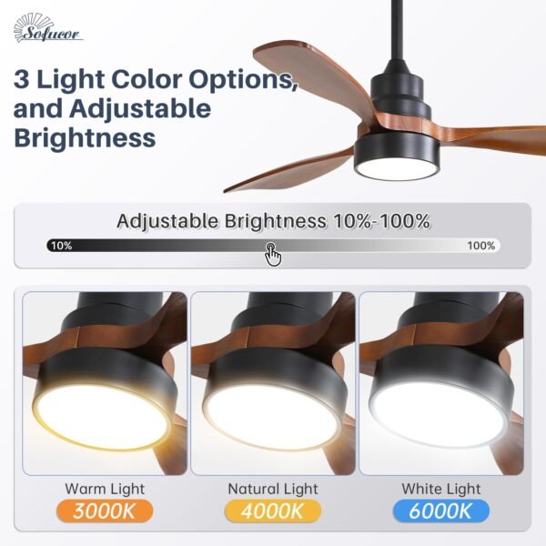 48 Inch Ceiling Fans with Lights, Smart Indoor/Outdoor Ceiling Fan with Light and Remote - Image 22