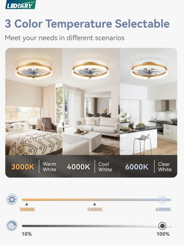 Ceiling Fans with Lights and Remote, 19.7 Inch Low Profile Ceiling Fan, 6 Speeds, Reversible - Image 22