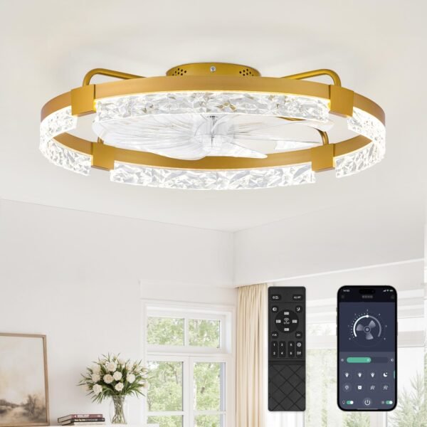 20 Inch Low Profile Ceiling Fans with Lights and Remote, Fandelier Ceiling Fan Flush Mount, 3000K-6000K Dimmable LED Fan Light - Image 69