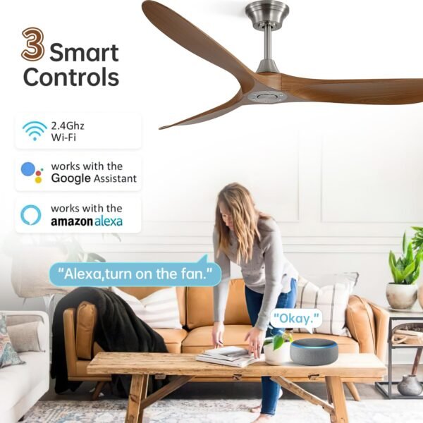 60" Ceiling Fan No Light, Smart Ceiling Fans Without Lights, Work with Alexa/Google, Reversible DC Motor, 6 Speed - Image 11