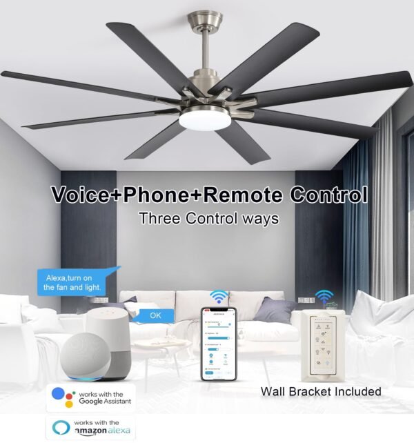66 Inch Smart Ceiling Fans with Lights, Indoor/Outdoor Ceiling Fan with Light and Remote - Image 22