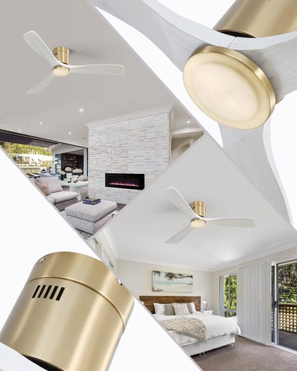 52 Inch Solid Wood Ceiling Fans With Lights, Low Profile Ceiling Fan with Light and Remote - Image 9