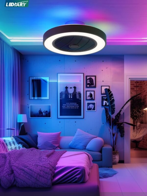 20 Inch Low Profile Ceiling Fan With Light, Led Bladeless Ceiling Fans - Image 42