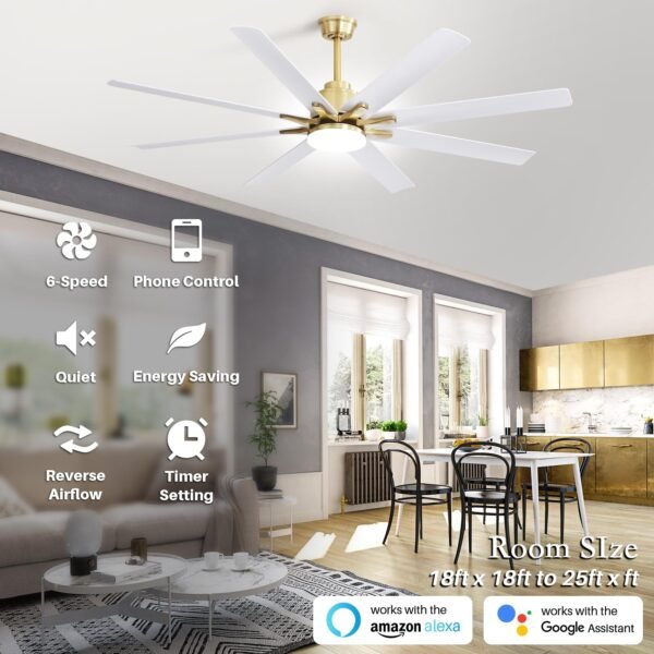 66 Inch Smart Ceiling Fans with Lights, Indoor/Outdoor Ceiling Fan with Light and Remote - Image 15