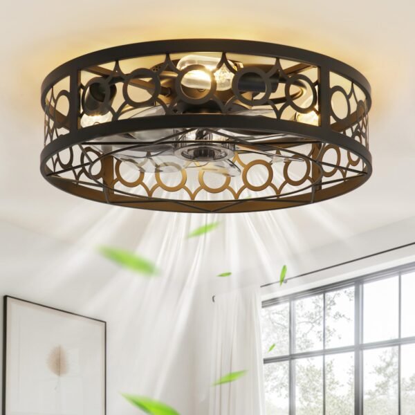 Caged Ceiling Fan with Light and Remote, 16in Small Low Profile Ceiling Fans with Lights - Image 29