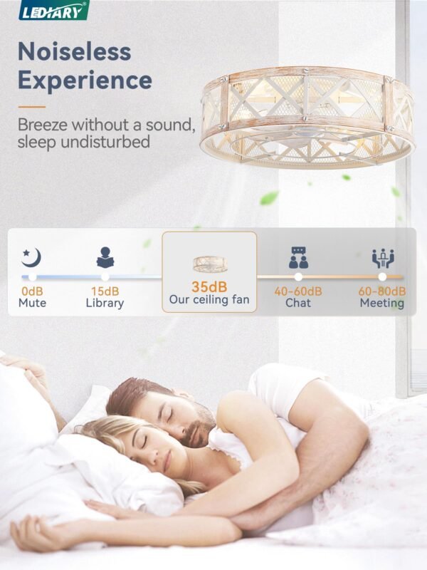 20" Caged Ceiling Fan With Light, APP&Remote Control, Small Flush Mount Farmhouse Fan Lights - Image 19