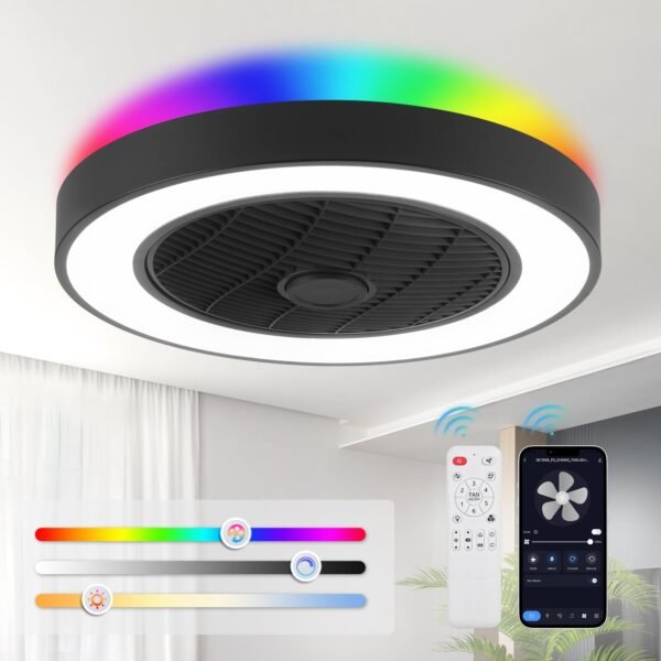 20 Inch Low Profile Ceiling Fan With Light, Led Bladeless Ceiling Fans - Image 36