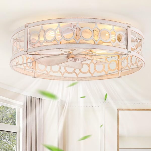 Caged Ceiling Fan with Light and Remote, 16in Small Low Profile Ceiling Fans with Lights - Image 22