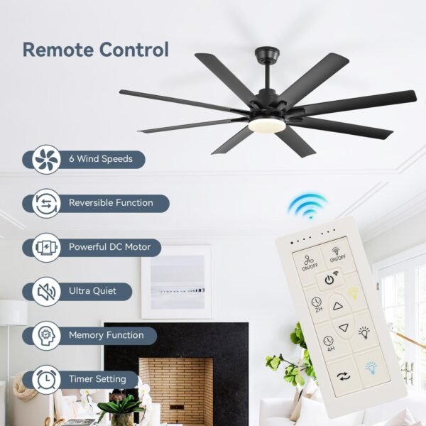 52 Inch Ceiling Fans with Lights, Smart Indoor/Outdoor Ceiling Fan With Remote - Image 4