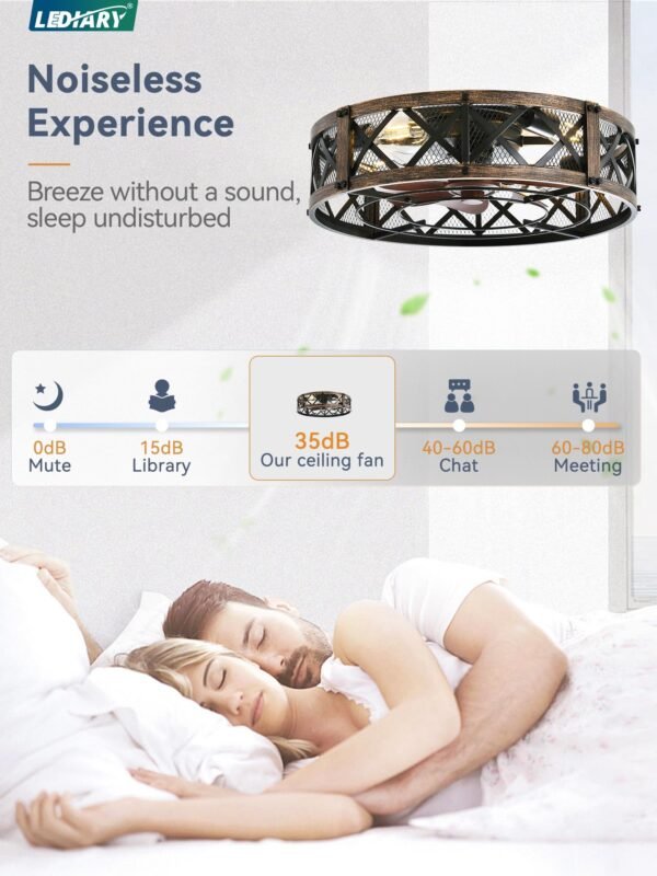 20" Caged Ceiling Fan With Light, APP&Remote Control, Small Flush Mount Farmhouse Fan Lights - Image 11