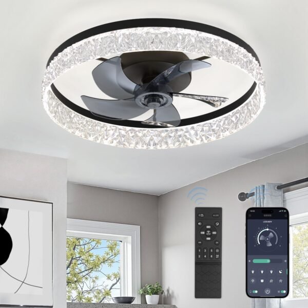 20" Modern Ceiling Fans with Lights and Remote, Dimmable Low Profile Ceiling Fan - Image 15