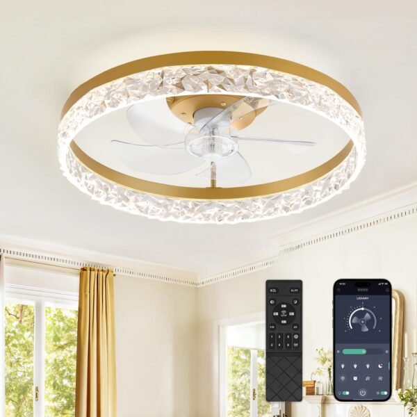 20" Modern Ceiling Fans with Lights and Remote, Dimmable Low Profile Ceiling Fan - Image 8