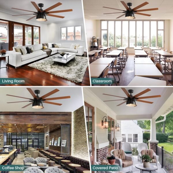 Ceiling Fans with Lights, 66 Inch Farmhouse Ceiling Fan with Light and Remote - Image 7