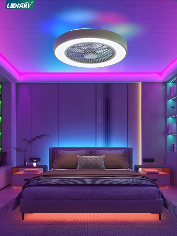 20 Inch Low Profile Ceiling Fan With Light, Led Bladeless Ceiling Fans - Image 28