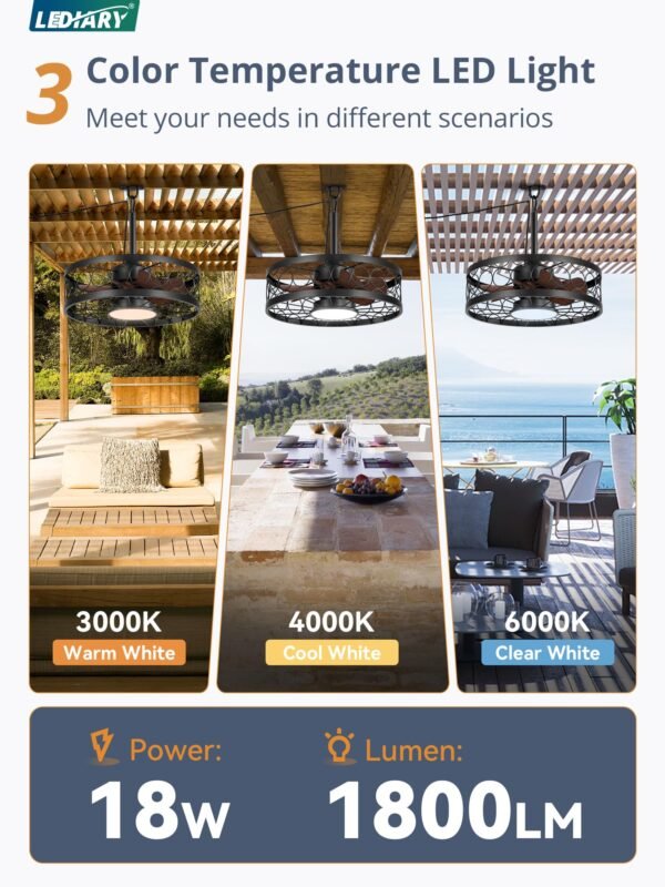 Outdoor Ceiling Fan with Light and Remote,Waterproof Gazebo Fan with Hanging Hook,6 Speeds - Image 12