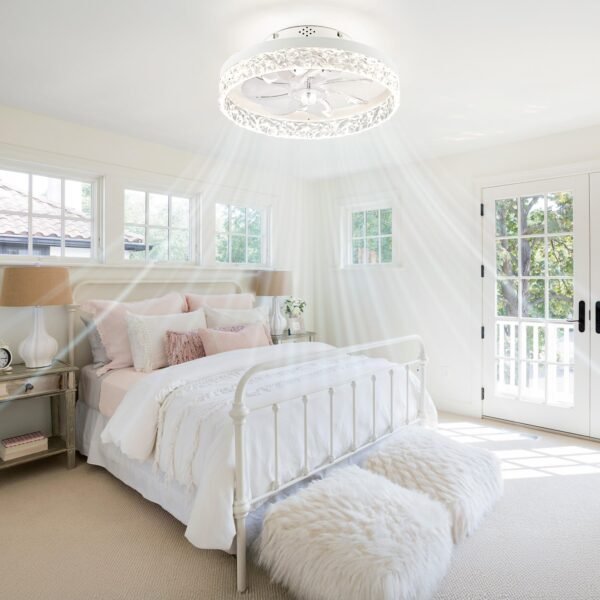 20" Modern Ceiling Fans with Lights and Remote, Dimmable Low Profile Ceiling Fan - Image 7