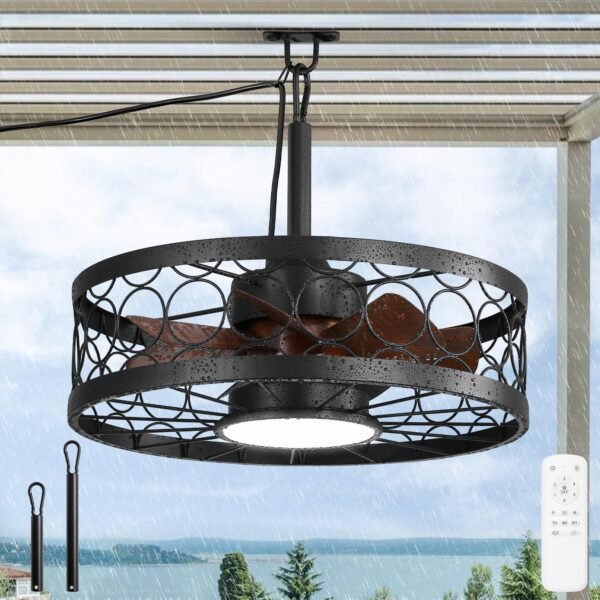 Outdoor Ceiling Fan with Light and Remote,Waterproof Gazebo Fan with Hanging Hook,6 Speeds - Image 9