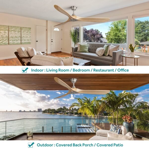 60" Ceiling Fan No Light, Smart Ceiling Fans Without Lights, Work with Alexa/Google, Reversible DC Motor, 6 Speed - Image 22