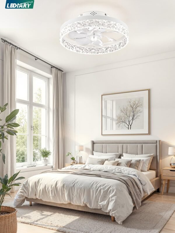 20 Inch Low Profile Ceiling Fans with Lights and Remote, Fandelier Ceiling Fan Flush Mount, 3000K-6000K Dimmable LED Fan Light - Image 7