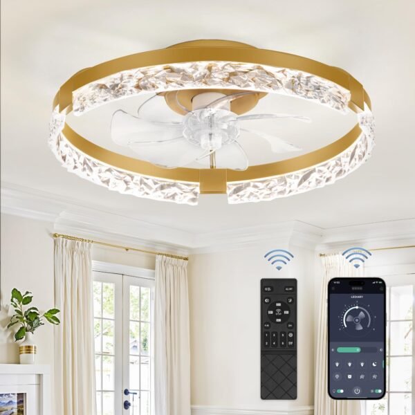 20 Inch Low Profile Ceiling Fans with Lights and Remote, Fandelier Ceiling Fan Flush Mount, 3000K-6000K Dimmable LED Fan Light - Image 77