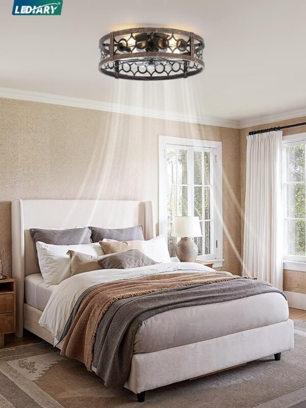 Caged Ceiling Fan with Light and Remote, 16in Small Low Profile Ceiling Fans with Lights - Image 14
