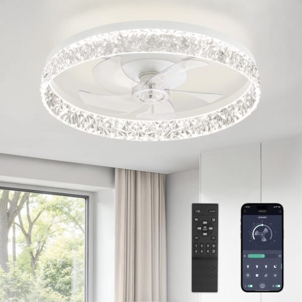 20" Modern Ceiling Fans with Lights and Remote, Dimmable Low Profile Ceiling Fan - Image 22