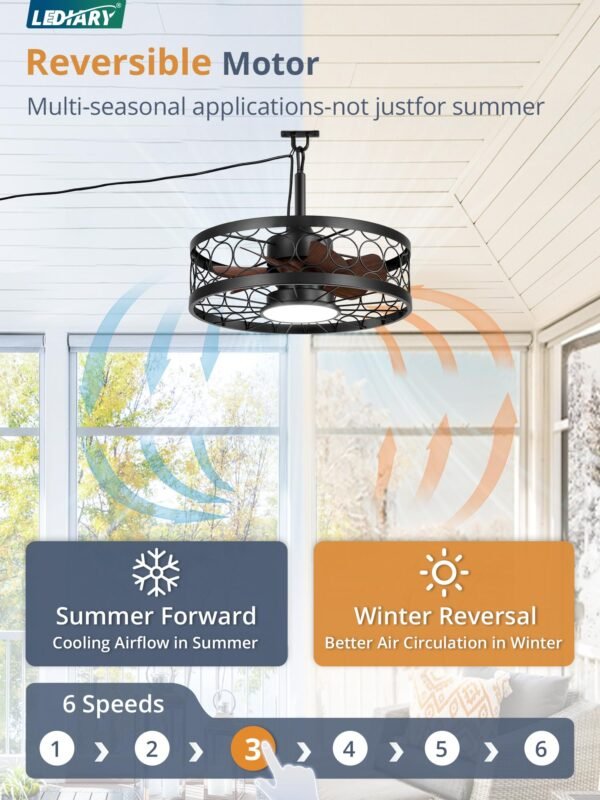Outdoor Ceiling Fan with Light and Remote,Waterproof Gazebo Fan with Hanging Hook,6 Speeds - Image 13