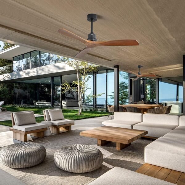 52 Inch Solid Wood Ceiling Fans With Lights, Low Profile Ceiling Fan with Light and Remote - Image 63