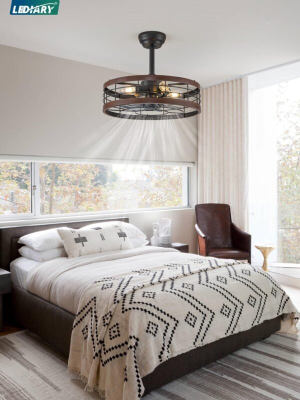 20 inch Fandelier Caged Ceiling Fan with Light, Bladeless Ceiling Fan with Remote - Image 35