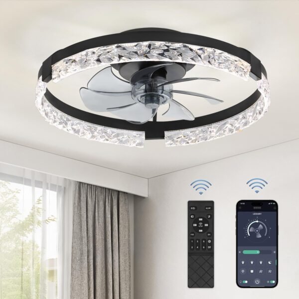 20 Inch Low Profile Ceiling Fans with Lights and Remote, Fandelier Ceiling Fan Flush Mount, 3000K-6000K Dimmable LED Fan Light - Image 38