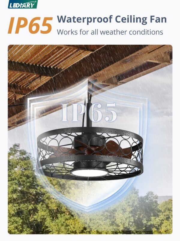 Outdoor Ceiling Fan with Light and Remote,Waterproof Gazebo Fan with Hanging Hook,6 Speeds - Image 10