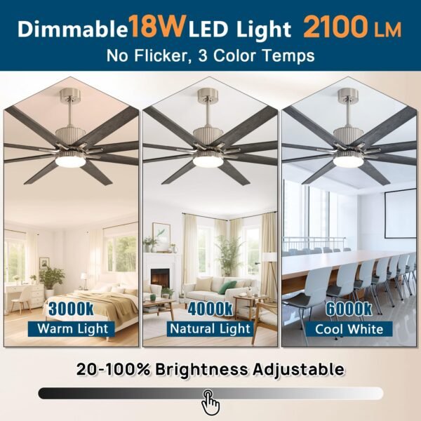 76 Inch Large Industrial Ceiling Fan, Indoor/Outdoor Smart Ceiling Fans with Lights and Remote - Image 14