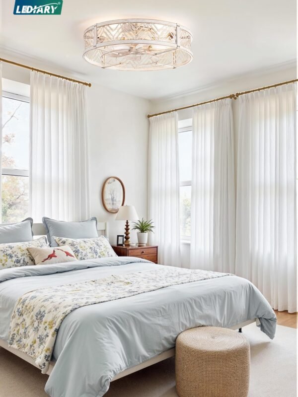 20" Caged Ceiling Fan with Light, Small Flush Mount Ceiling Fan with App - Image 7