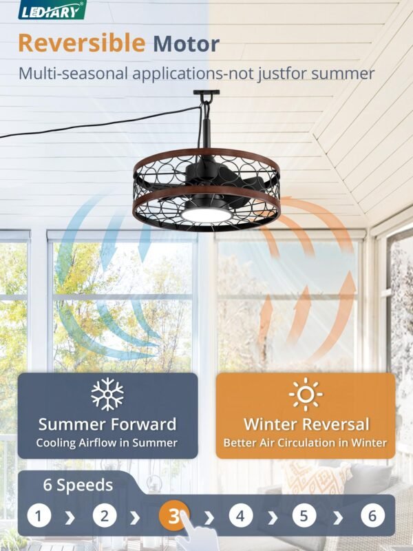 Outdoor Ceiling Fan with Light and Remote,Waterproof Gazebo Fan with Hanging Hook,6 Speeds - Image 5