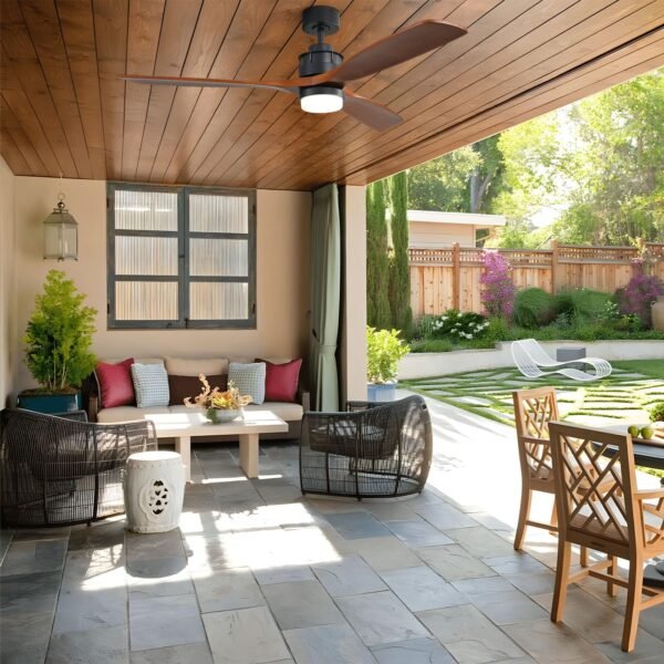 52 Inch Solid Wood Ceiling Fans With Lights, Low Profile Ceiling Fan with Light and Remote - Image 37