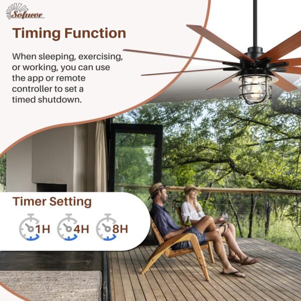 Ceiling Fans with Lights, 66 Inch Farmhouse Ceiling Fan with Light and Remote - Image 16