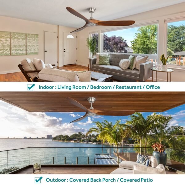 60" Ceiling Fan No Light, Smart Ceiling Fans Without Lights, Work with Alexa/Google, Reversible DC Motor, 6 Speed - Image 14
