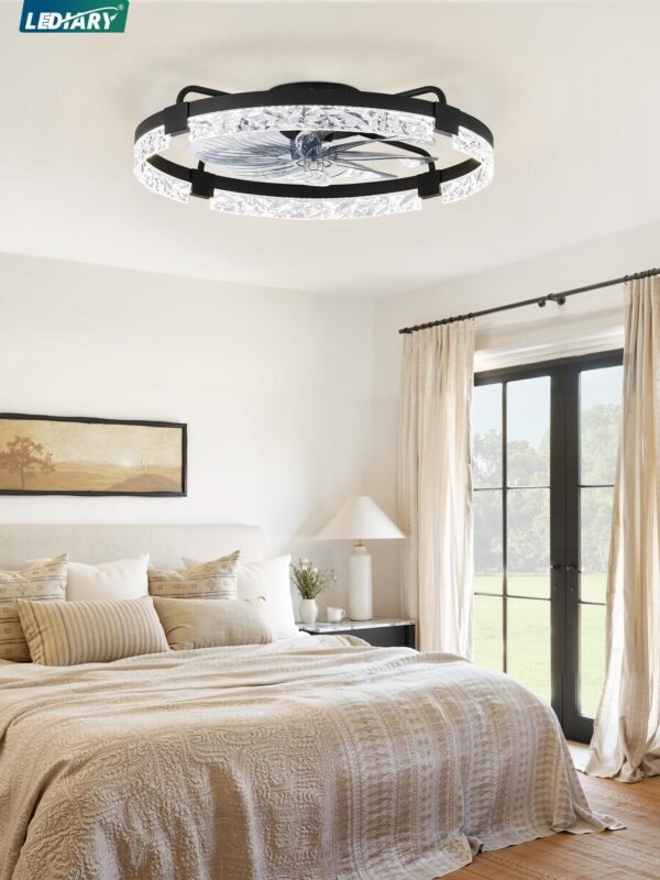 20 Inch Low Profile Ceiling Fans with Lights and Remote, Fandelier Ceiling Fan Flush Mount, 3000K-6000K Dimmable LED Fan Light - Image 52