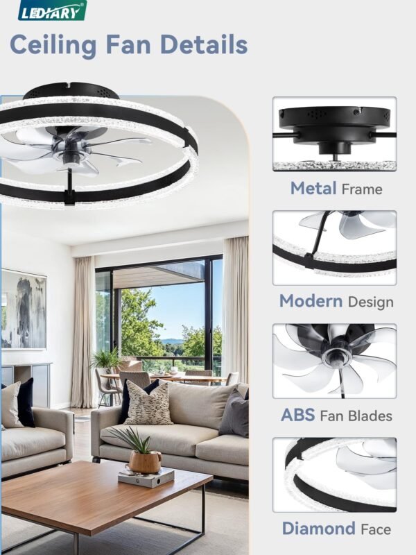 Ceiling Fans with Lights and Remote, 20'' Low Profile Ceiling Fan with Light, 3000-6000K Dimmable Fandelier Ceiling Fans - Image 22