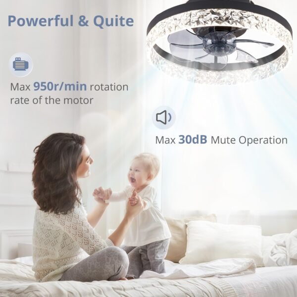 20" Modern Ceiling Fans with Lights and Remote, Dimmable Low Profile Ceiling Fan - Image 51