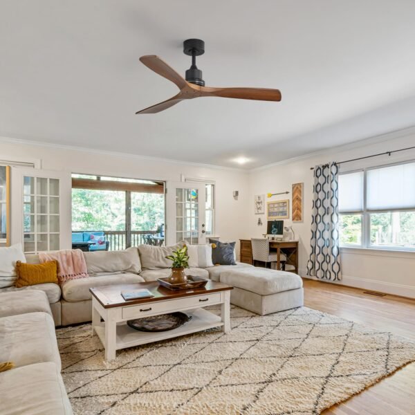52 Inch Solid Wood Ceiling Fans With Lights, Low Profile Ceiling Fan with Light and Remote - Image 68