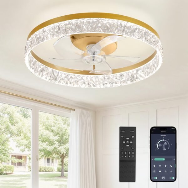 20" Modern Ceiling Fans with Lights and Remote, Dimmable Low Profile Ceiling Fan - Image 35