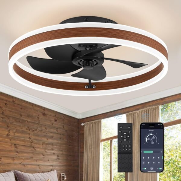 Low Profile Ceiling Fans with Lights, Flush Mount Modern Ceiling Fan and Remote Control - Image 9