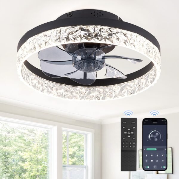 20" Modern Ceiling Fans with Lights and Remote, Dimmable Low Profile Ceiling Fan - Image 48
