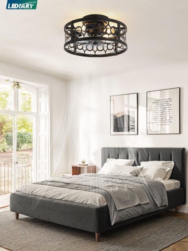 Caged Ceiling Fan with Light and Remote, 16in Small Low Profile Ceiling Fans with Lights - Image 42