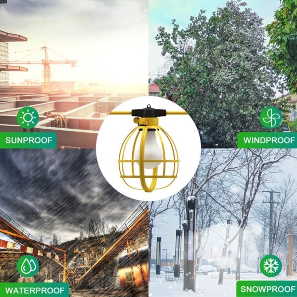 100FT Construction String Lights, 10 Bulbs 100W 10500LM String Work Lights with 10 Medium Base Sockets - Image 6
