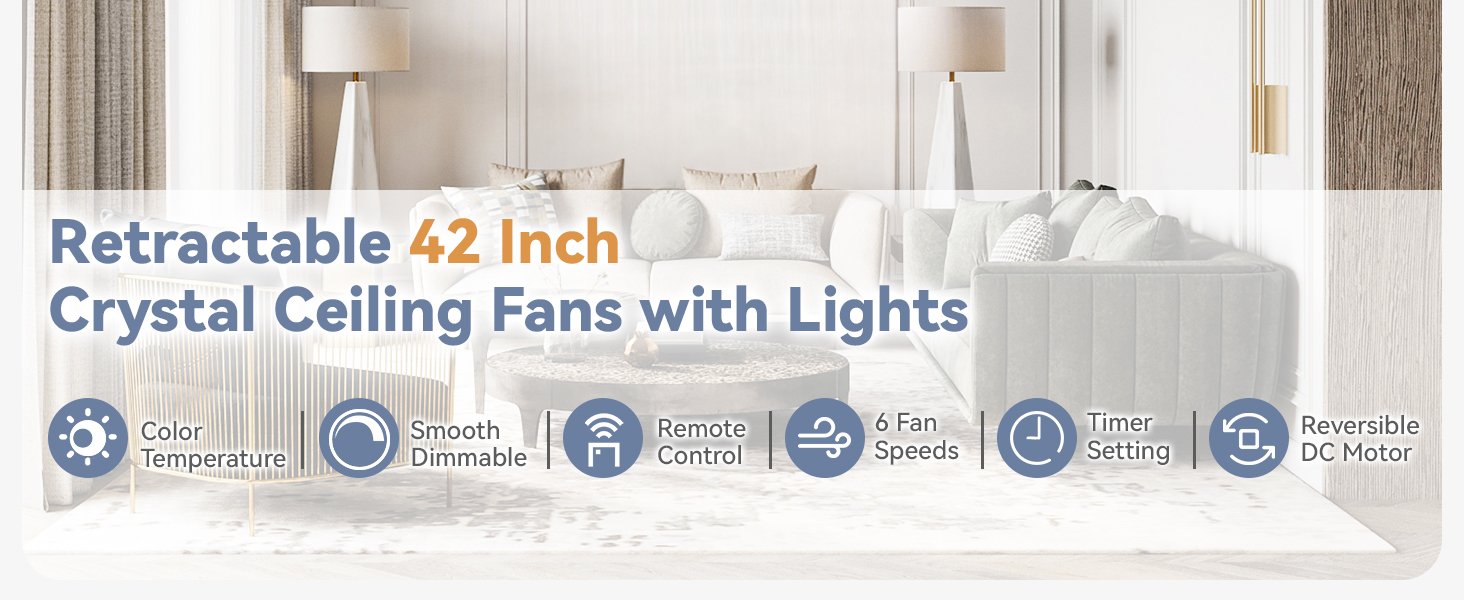 42 Inch Retractable Ceiling Fans