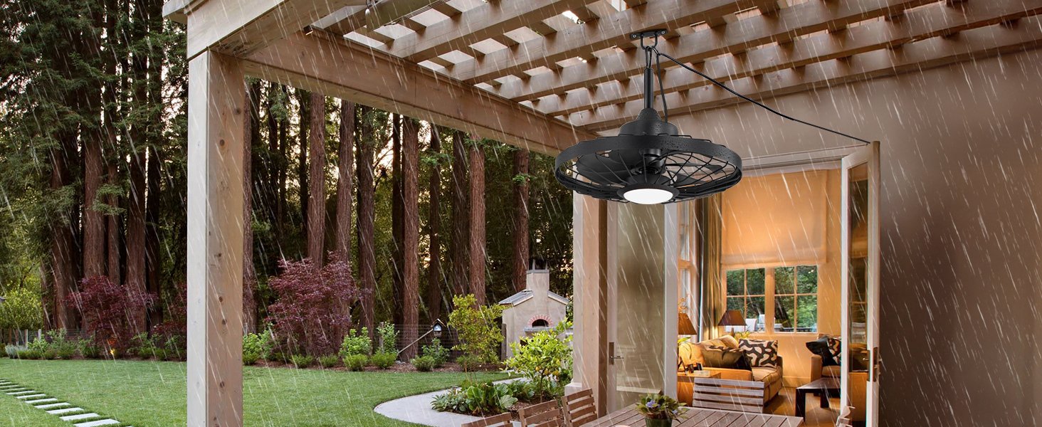 LEDIARY 20" Outdoor Ceiling Fans with Lights and Remote Control